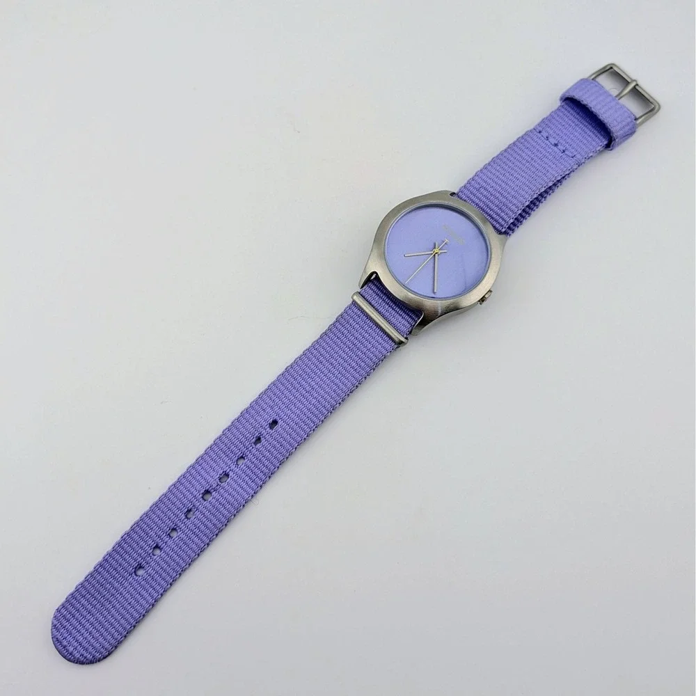 Nixon The Mod Women's Watch Lavender Dial Nylon Strap Stainless Steel 40mm